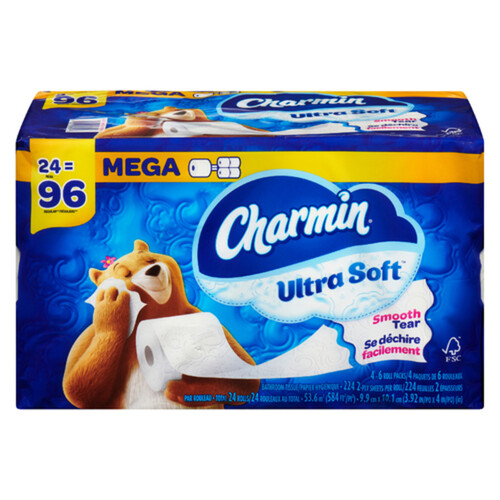 Charmin Toilet Paper Ultra Soft 2-Ply 24 Mega Rolls x 224 Sheets