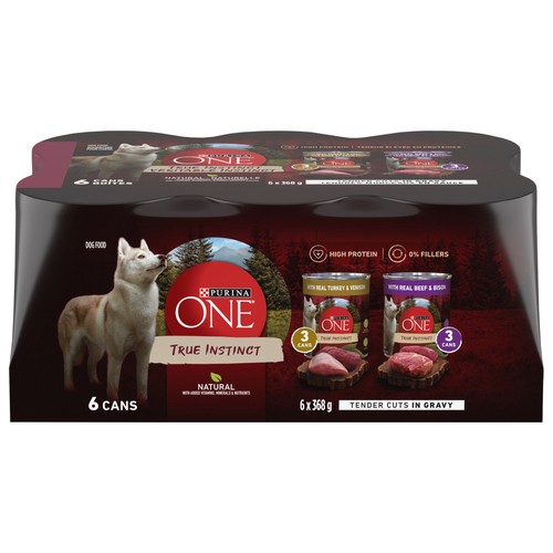 Purina ONE Wet Dog Food Tender Cuts in Gravy Variety Pack 6 x 368 g