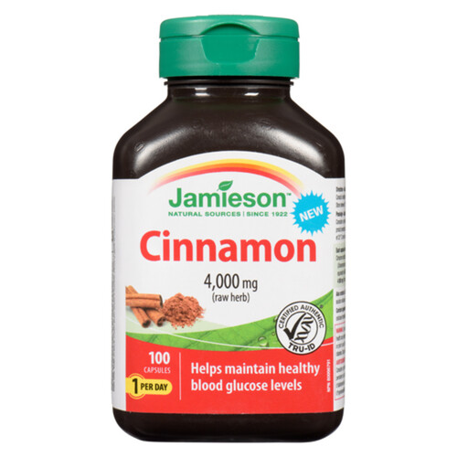 Jamieson Nutritional Supplements Cinnamon Capsules 100 Count