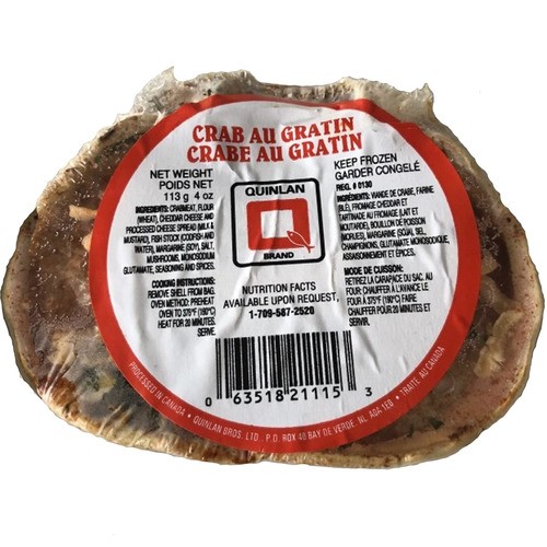 Quinlans Au Gratin Crab 113 g (frozen)