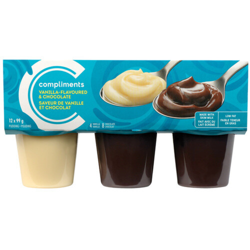 Compliments Pudding Club Pack Vanilla & Chocolate 12 x 99 g