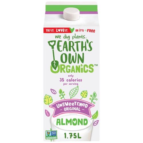 Earth's Own Unsweetened Organic Almond Milk Alternative Original 1.75 L