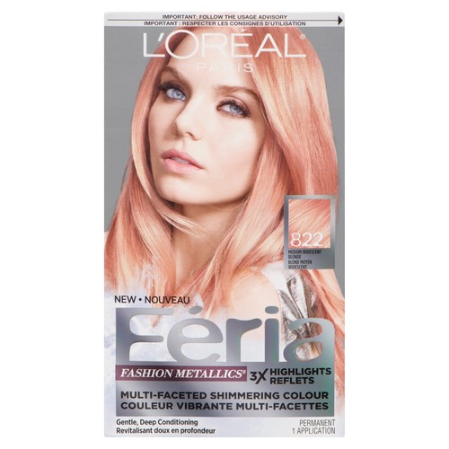 L'Oréal Hair Color Feria Fashion Metallics 822 Medium Iridescent Blonde ! Box