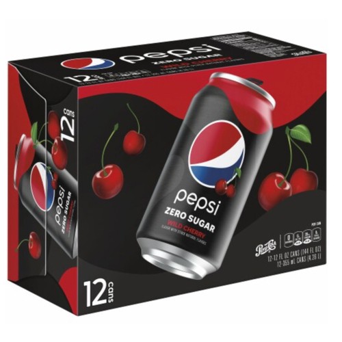 Pepsi Zero Sugar Soft Drink Wild Cherry 12 x 355 ml (cans)