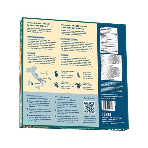 Porta Frozen Pizza Spinach & Goat Cheese 400 g
