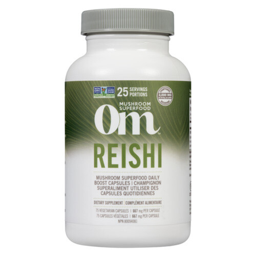 Om Mushroom Superfood Reishi Capsules 75 Count