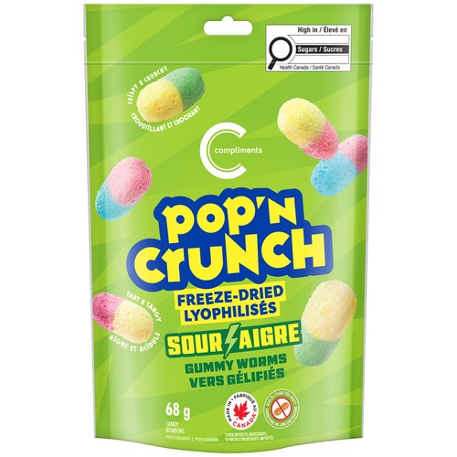 Compliments Candy Freeze Dried Sour Worm 68 g