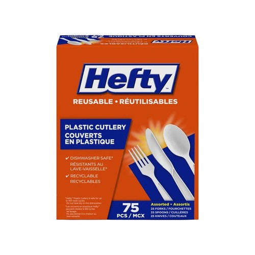 Hefty Plastic Cutlery Assorted 75 Count