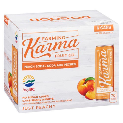 Farming Karma Soda Peach 6 x 285 ml (cans)