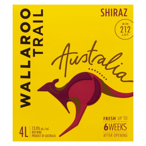 Wallaroo Trail Australia Shiraz Red Wine 13% Alcohol 4 L