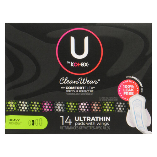 U By Kotex Clean Wear Ultra Thin Pads Heavy With Wings 14 Count