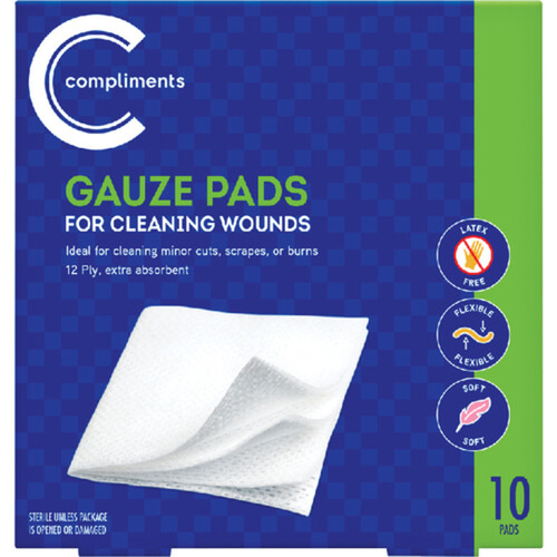 Compliments Gauze Pads Medium 10 Count