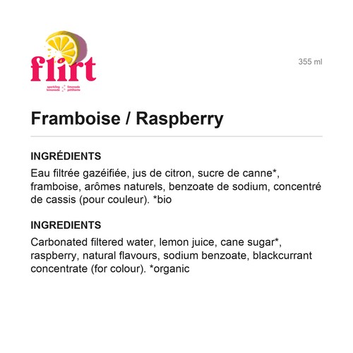 Flirt Drinks Sparkling Lemonade Raspberry 4 x 355 ml (cans)