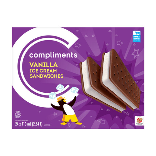 Compliments Ice Cream Sandwiches Vanilla 24 x 110 ml