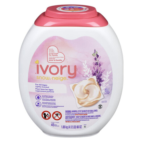 Ivory Snow Laundry Detergent Pods Lightly Scented 45 Count