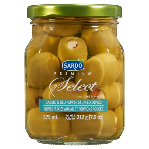 Sardo Olives Garlic Red Pepper Stuffed 375 ml