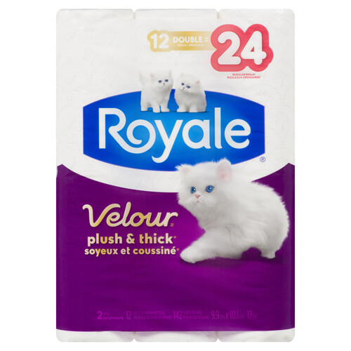 Royale Bathroom Tissue Velour 2-Ply 12 Rolls x 142 Sheets