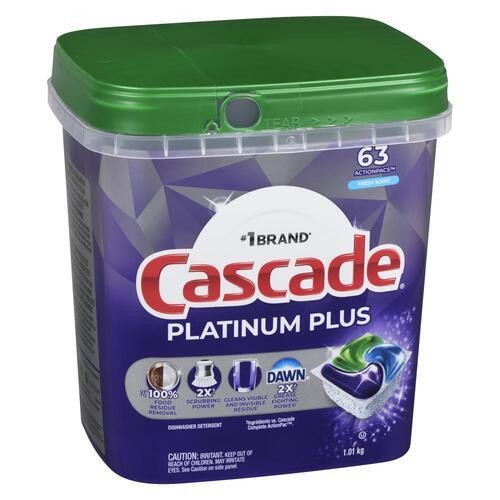 Cascade Platinum Plus Dishwasher Action Pacs Fresh Scent 63 Count 