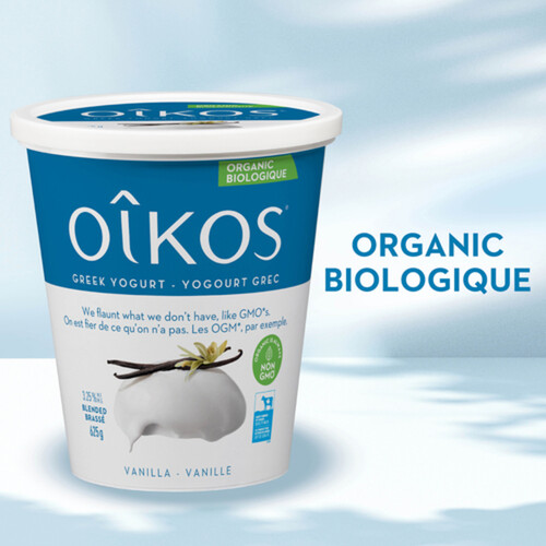 Oikos Organic 3.25% Greek Yogurt Vanilla Blended 625 g