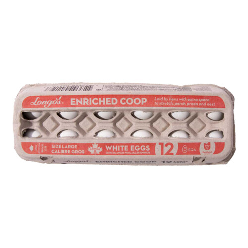 Longo's White Eggs Enriched Coop Large 12 Count