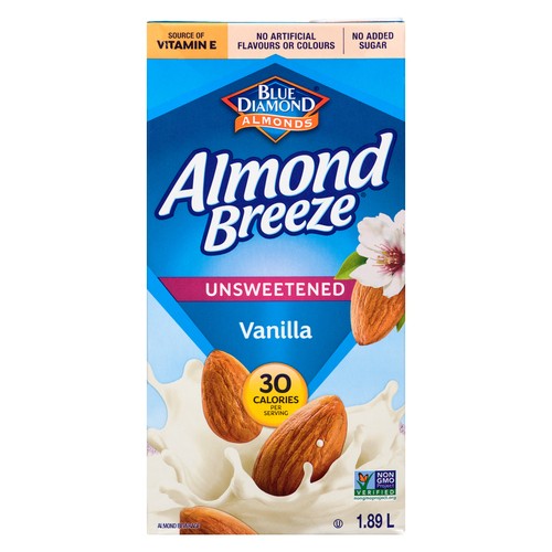 Blue Diamond Non Dairy Almond Breeze Unsweetened Vanilla 1.89 L