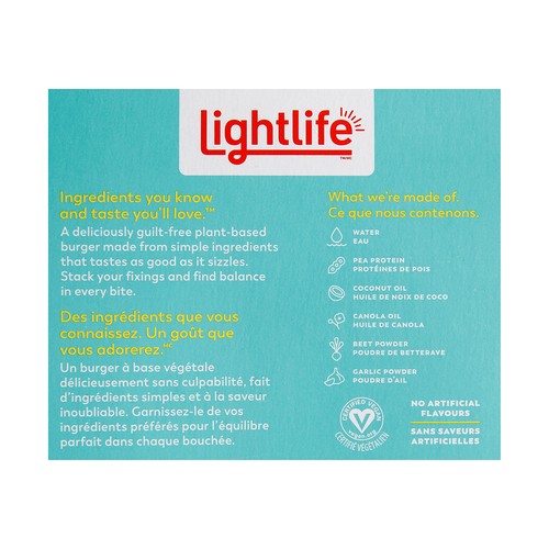 Lightlife Frozen Plant Based Burger 680 g 