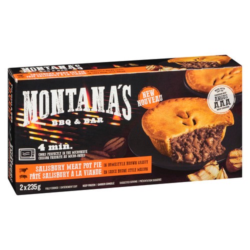 Montana's BBQ & Bar Frozen Salisbury Meat in Homestyle Brown Gravy Pot Pie 2 x 235 g