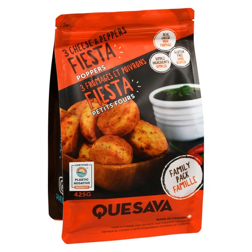 Quesava Fiesta Poppers 3 Cheese & Peppers 425 g