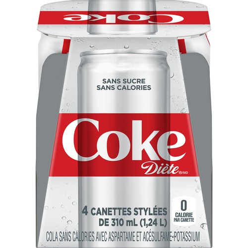 Coca-Cola Diet Soft Drink 4 x 310 ml (cans)
