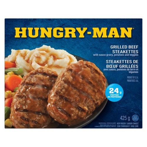 Hungry Man Frozen Entrée Grilled Beef Steakettes 425 g