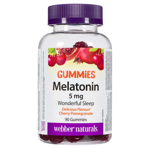 Webber Naturals Melatonin 5mg Gummies Cherry Pomegranate 90 Gummies