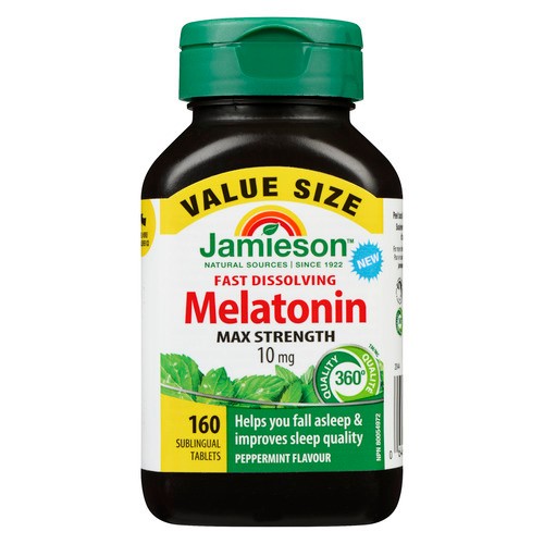 Jamieson Fast Dissolving Melatonin Max Strength 10 mg Peppermint 160 Count