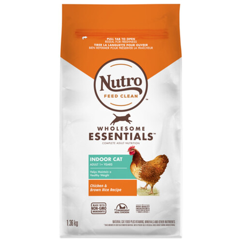 Nutro Dry Cat Food Wholesome Essentials Indoor Adult Chicken & Brown Rice 1.36 kg