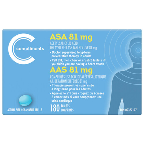 Compliments ASA 81 mg Tablets 180 Count