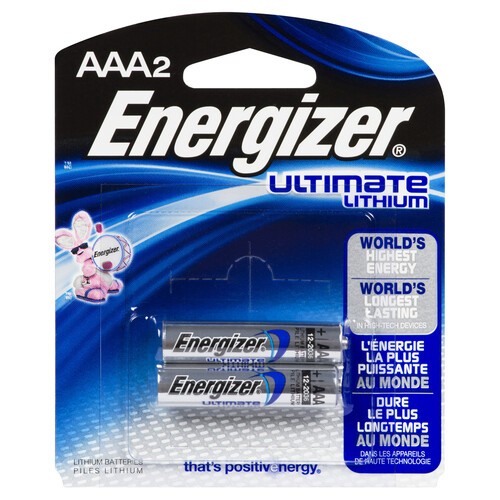 Energizer Ultimate Lithium AAA 2s Batteries 2 EA