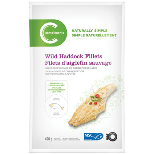 Compliments Naturally Simple Frozen Wild Haddock Fillets 400 g