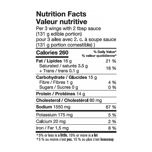 Janes Frozen Chicken Wings Pub Style Fully Cooked With Buffalo Sauce 660 g