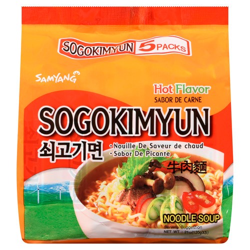 Samyang Instant Noodle Soup Sogokimyun Hot Beef 5 x 120 g