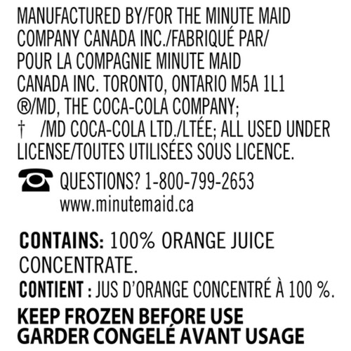 Minute Maid Orange Juice Pulp Free Frozen Concentrate 295 mL Can