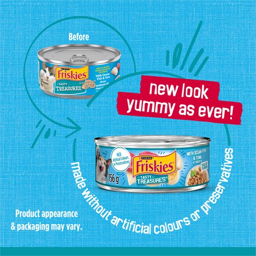 Friskies Tasty Treasures Wet Cat Food Ocean Fish and Tuna in Sauce 156 g