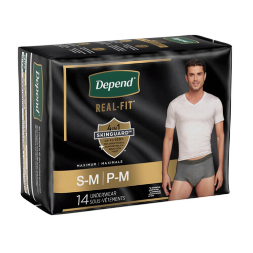 Depend Real Fit Men Underwear Grey Small/Medium 14 Count