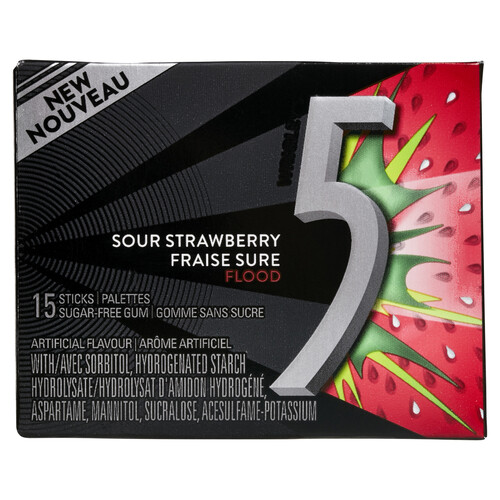 5 GUM Sugar Free Chewing Gum Strawberry-Flood 15 Sticks 1 Pack