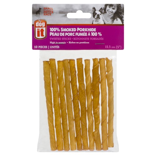 Dogit Smoked Porkhide Twisted Sticks 10 ea