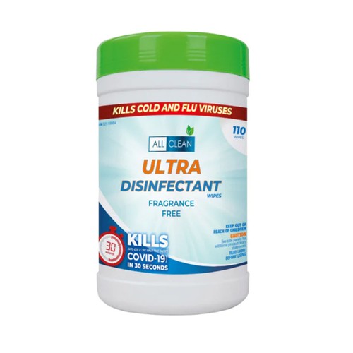 All Clean Ultra Disinfectant Fragrance Free Wipes 110 Count