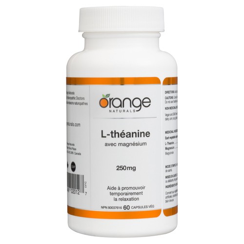 Orange Naturals Supplement 250 mg L-Theanine 60 Vegetable Capsules