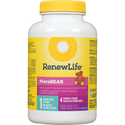 Renew Life Probiotic Flora Bear Chewable Tablets 120 Count