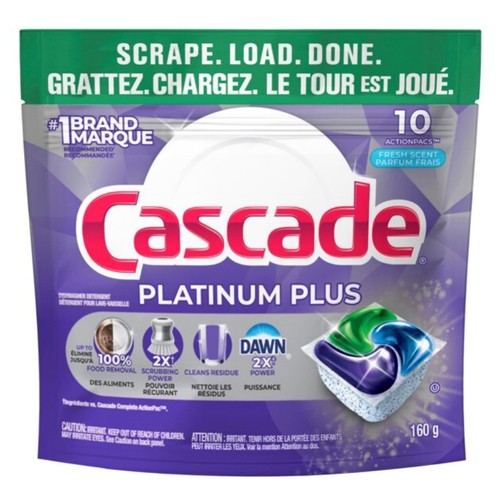 Cascade Dishwasher Action Pacs Platinum Plus Fresh 10 Count  160 g
