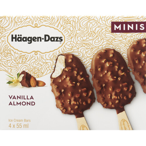 Häagen-Dazs Ice Cream Bars Minis Vanilla Almond 4 x 55 ml