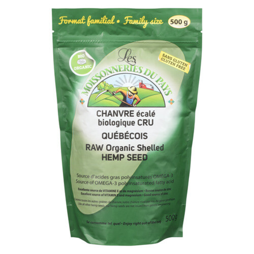 Moissonneries Du Pays Organic Shelled Hemp Seed Raw 500 g