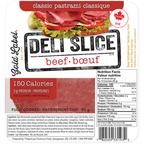 Gold Label Deli Sliced Meats Beef Pastrami 55 g